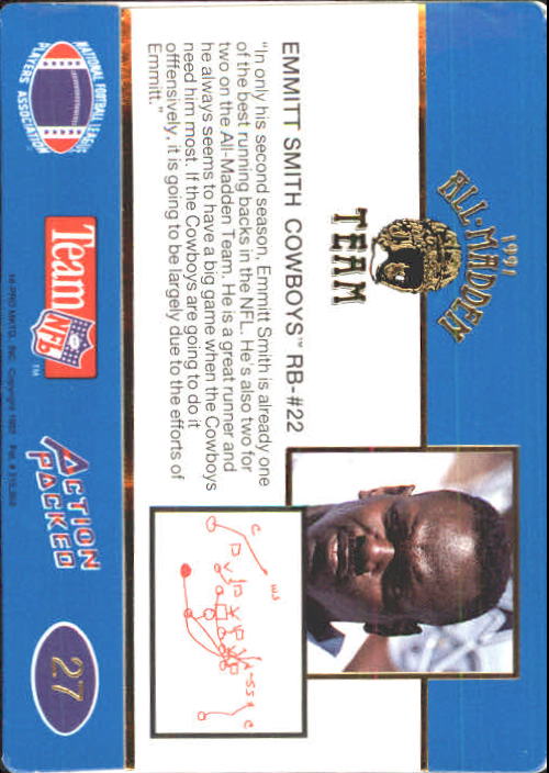 1991 Action Packed All-Madden #27 Emmitt Smith back image