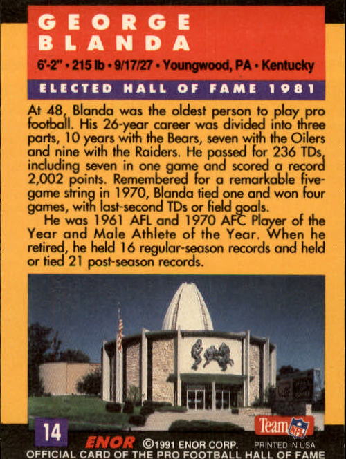 A3053- 1991 ENOR Pro Football HOF Card #s 1-180 -You Pick- 15+ FREE US SHIP - Picture 27 of 327