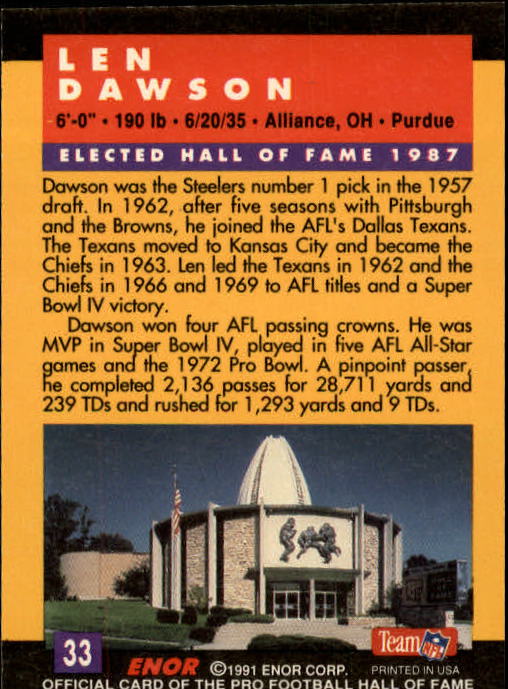 A3053- 1991 ENOR Pro Football HOF Card #s 1-180 -You Pick- 15+ FREE US SHIP - Picture 65 of 327