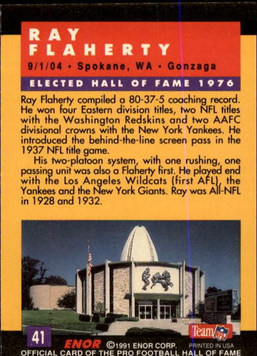 1991 ENOR Pro Football HOF #41 Ray Flaherty CO back image