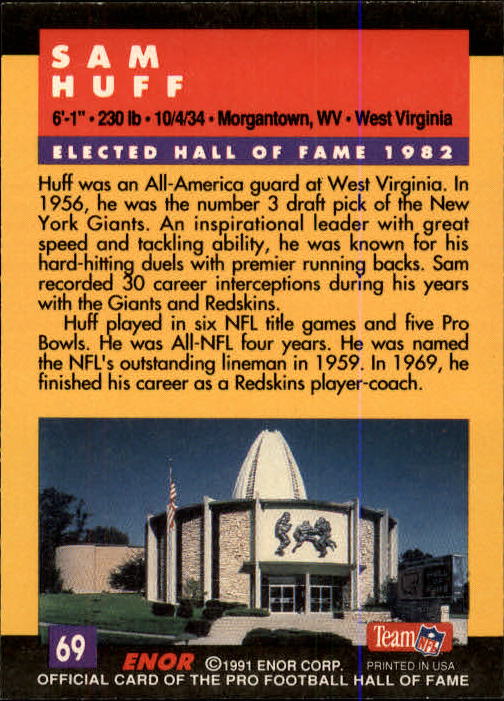 A3053- 1991 ENOR Pro Football HOF Card #s 1-180 -You Pick- 15+ FREE US SHIP - Picture 137 of 327