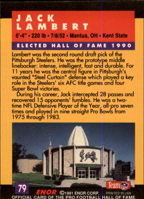 A3053- 1991 ENOR Pro Football HOF Card #s 1-180 -You Pick- 15+ FREE US SHIP - Picture 157 of 327