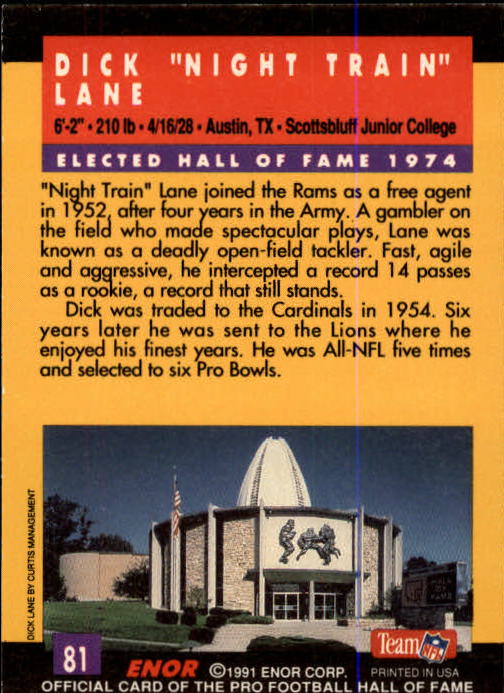 A3053- 1991 ENOR Pro Football HOF Card #s 1-180 -You Pick- 15+ FREE US SHIP - Picture 161 of 327