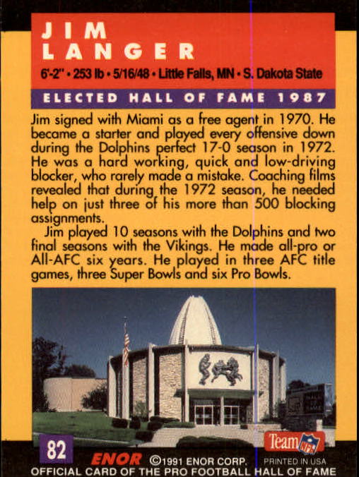 A3053- 1991 ENOR Pro Football HOF Card #s 1-180 -You Pick- 15+ FREE US SHIP - Picture 163 of 327
