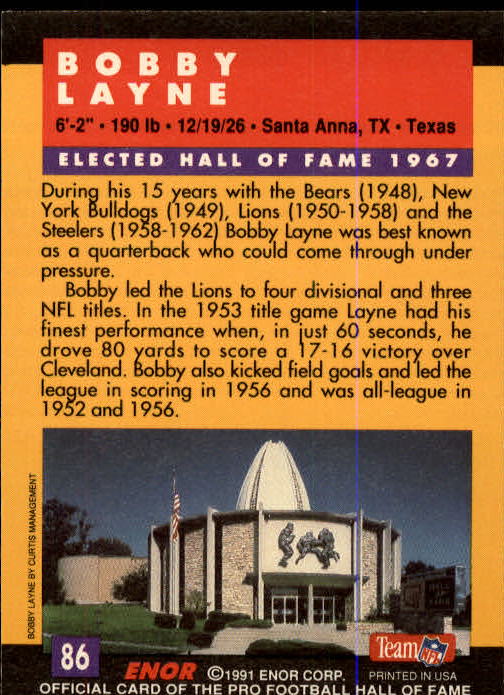 A3053- 1991 ENOR Pro Football HOF Card #s 1-180 -You Pick- 15+ FREE US SHIP - Picture 171 of 327