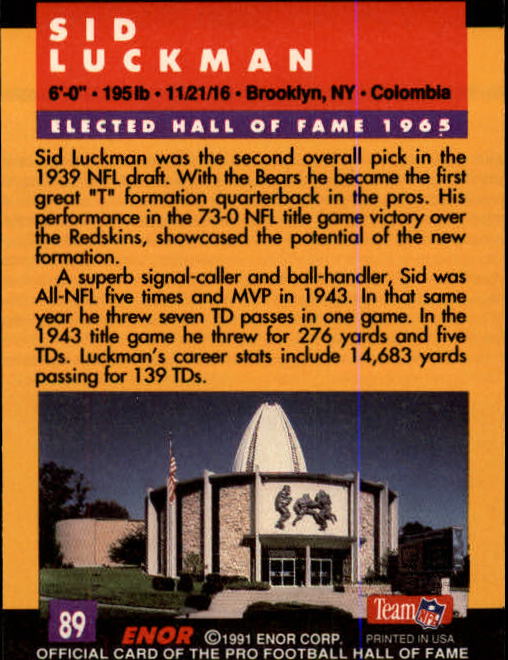 A3053- 1991 ENOR Pro Football HOF Card #s 1-180 -You Pick- 15+ FREE US SHIP - Picture 177 of 327