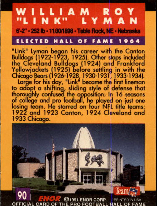 A3053- 1991 ENOR Pro Football HOF Card #s 1-180 -You Pick- 15+ FREE US SHIP - Picture 179 of 327