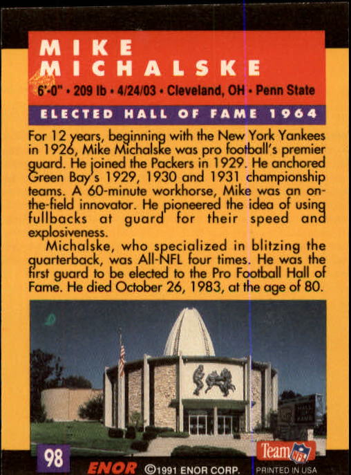 A3053- 1991 ENOR Pro Football HOF Card #s 1-180 -You Pick- 15+ FREE US SHIP - Picture 195 of 327