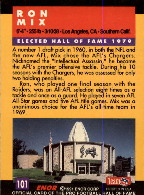 A3053- 1991 ENOR Pro Football HOF Card #s 1-180 -You Pick- 15+ FREE US SHIP - Picture 201 of 327
