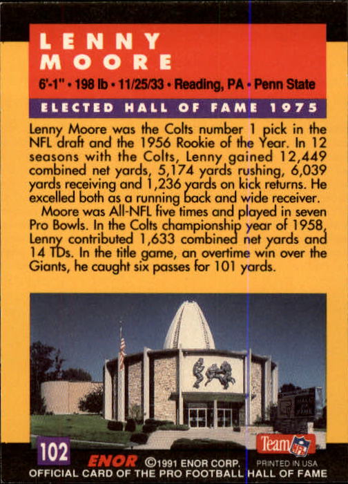 A3053- 1991 ENOR Pro Football HOF Card #s 1-180 -You Pick- 15+ FREE US SHIP - Picture 203 of 327