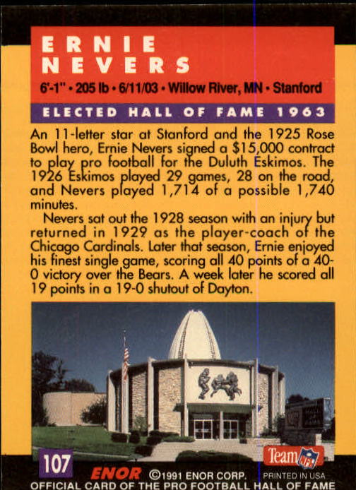 A3053- 1991 ENOR Pro Football HOF Card #s 1-180 -You Pick- 15+ FREE US SHIP - Picture 213 of 327