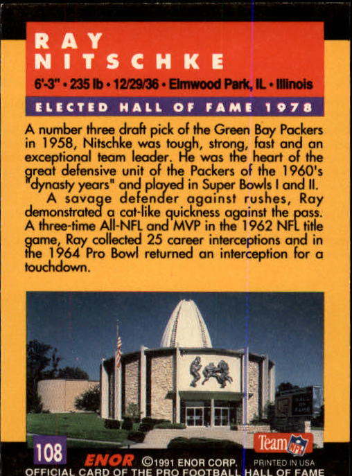 A3053- 1991 ENOR Pro Football HOF Card #s 1-180 -You Pick- 15+ FREE US SHIP - Picture 215 of 327