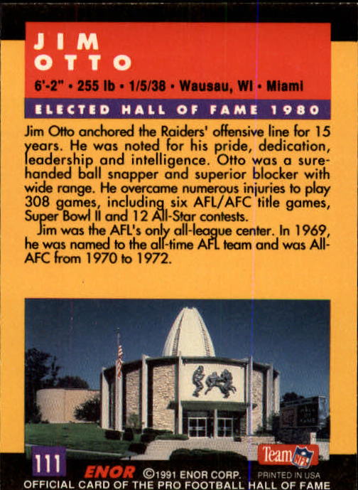A3053- 1991 ENOR Pro Football HOF Card #s 1-180 -You Pick- 15+ FREE US SHIP - Picture 221 of 327