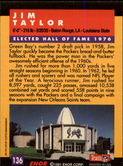 A3053- 1991 ENOR Pro Football HOF Card #s 1-180 -You Pick- 15+ FREE US SHIP - Picture 271 of 327