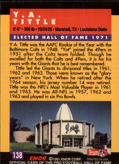 A3053- 1991 ENOR Pro Football HOF Card #s 1-180 -You Pick- 15+ FREE US SHIP - Picture 275 of 327