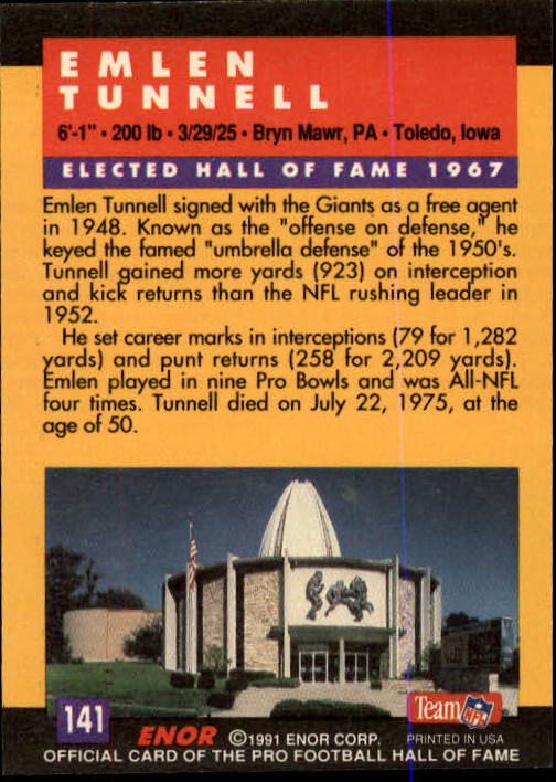 A3053- 1991 ENOR Pro Football HOF Card #s 1-180 -You Pick- 15+ FREE US SHIP - Picture 281 of 327