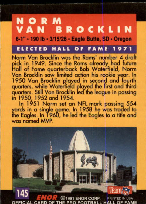 A3053- 1991 ENOR Pro Football HOF Card #s 1-180 -You Pick- 15+ FREE US SHIP - Picture 289 of 327