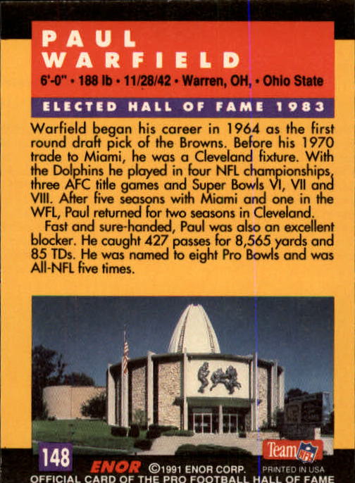A3053- 1991 ENOR Pro Football HOF Card #s 1-180 -You Pick- 15+ FREE US SHIP - Picture 295 of 327