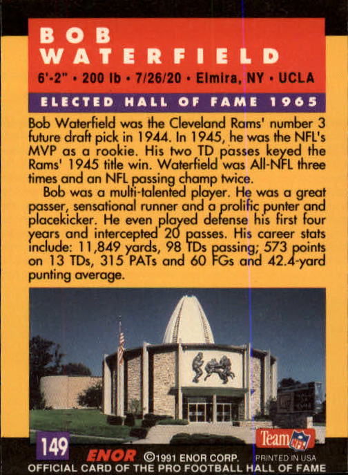 A3053- 1991 ENOR Pro Football HOF Card #s 1-180 -You Pick- 15+ FREE US SHIP - Picture 297 of 327