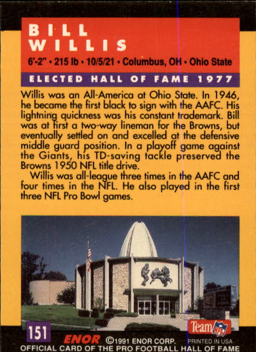 A3053- 1991 ENOR Pro Football HOF Card #s 1-180 -You Pick- 15+ FREE US SHIP - Picture 301 of 327
