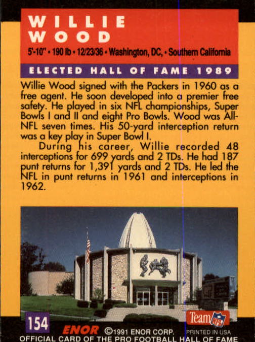 A3053- 1991 ENOR Pro Football HOF Card #s 1-180 -You Pick- 15+ FREE US SHIP - Picture 307 of 327