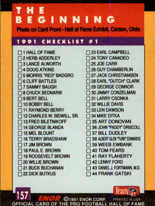 A3053- 1991 ENOR Pro Football HOF Card #s 1-180 -You Pick- 15+ FREE US SHIP - Picture 313 of 327