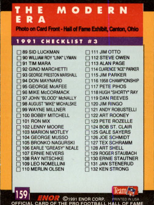 A3053- 1991 ENOR Pro Football HOF Card #s 1-180 -You Pick- 15+ FREE US SHIP - Picture 317 of 327