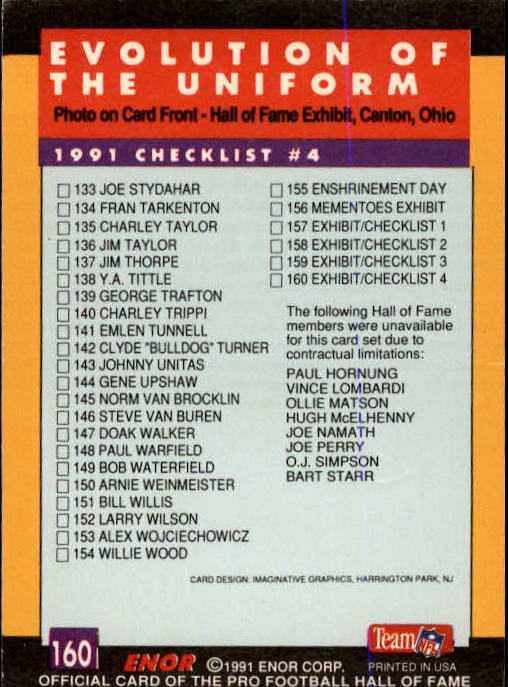 A3053- 1991 ENOR Pro Football HOF Card #s 1-180 -You Pick- 15+ FREE US SHIP - Picture 319 of 327