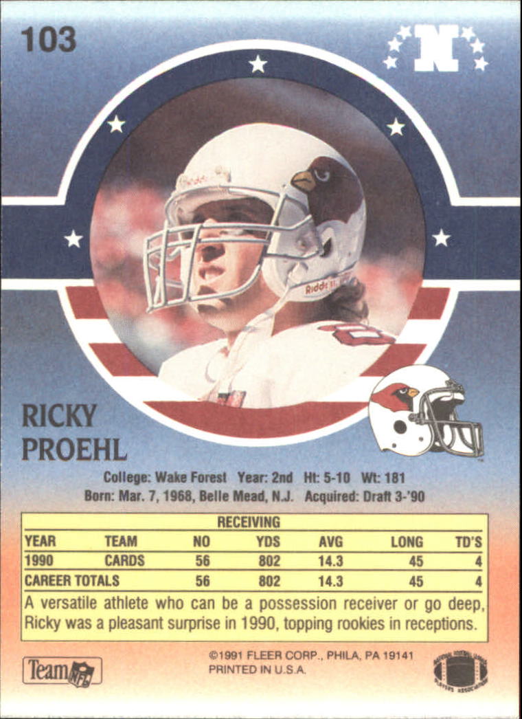 1991 Fleer Stars and Stripes #103 Ricky Proehl back image