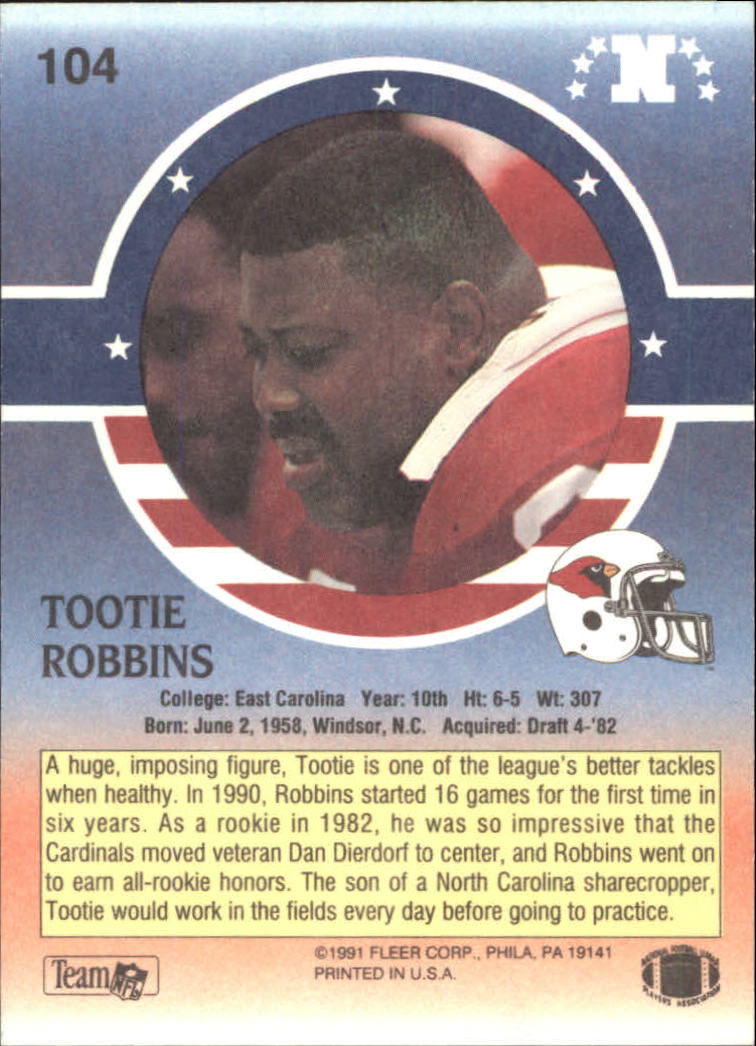 1991 Fleer Stars and Stripes #104 Tootie Robbins back image