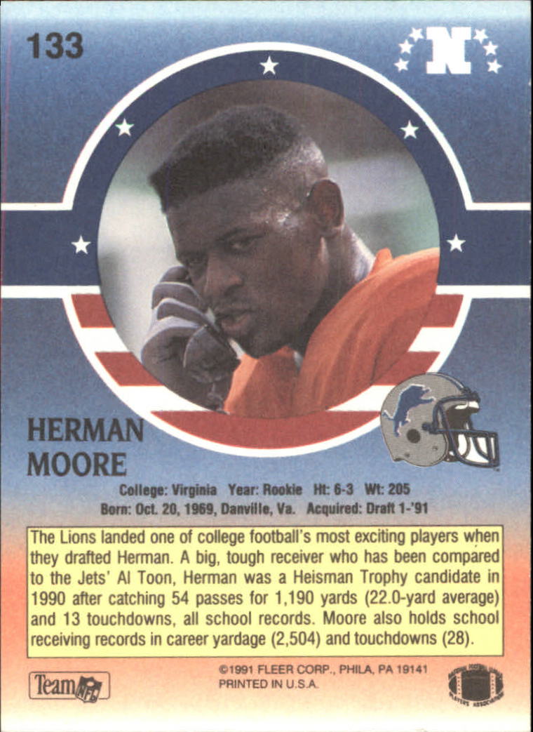 1991 Fleer Stars and Stripes #133 Herman Moore back image