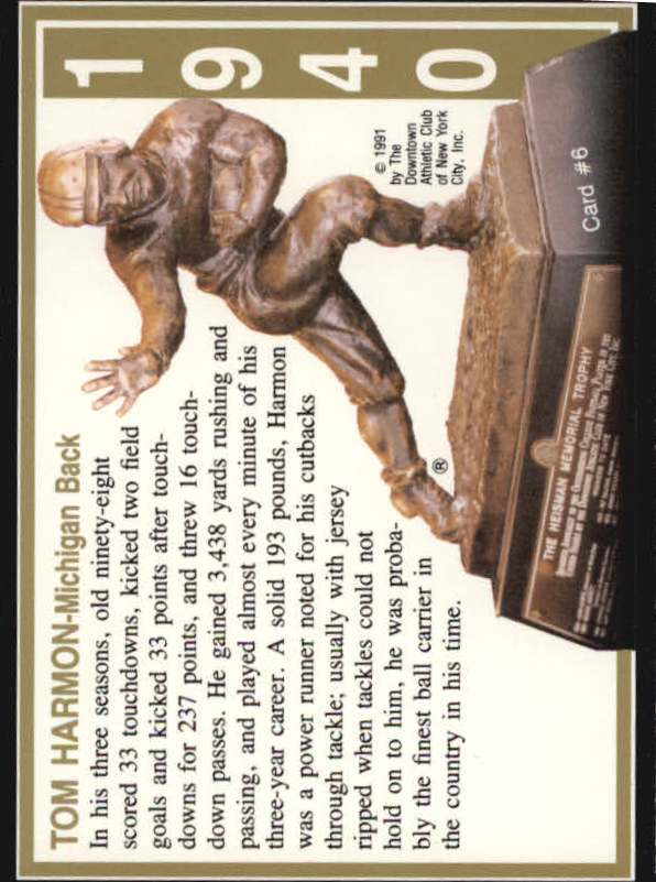 B6233- 1991-93 Heisman Collection I II III FB Cards -You Pick- 15+ FREE US SHIP - Picture 5 of 38
