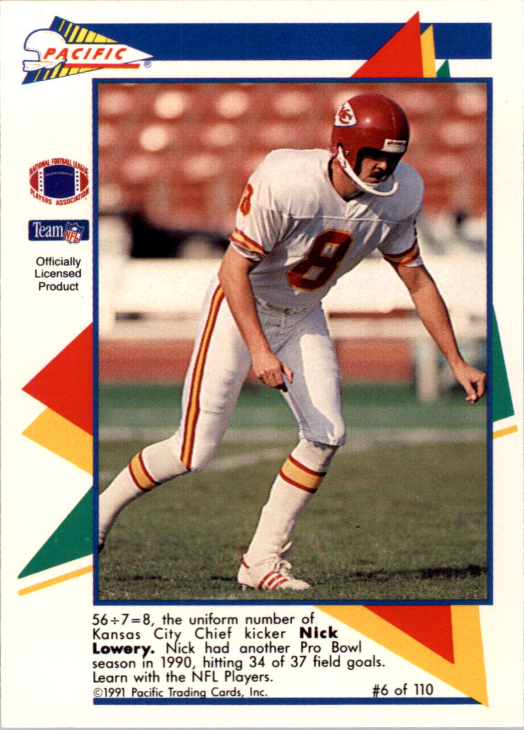 1991 Pacific Flash Cards #6 Nick Lowery