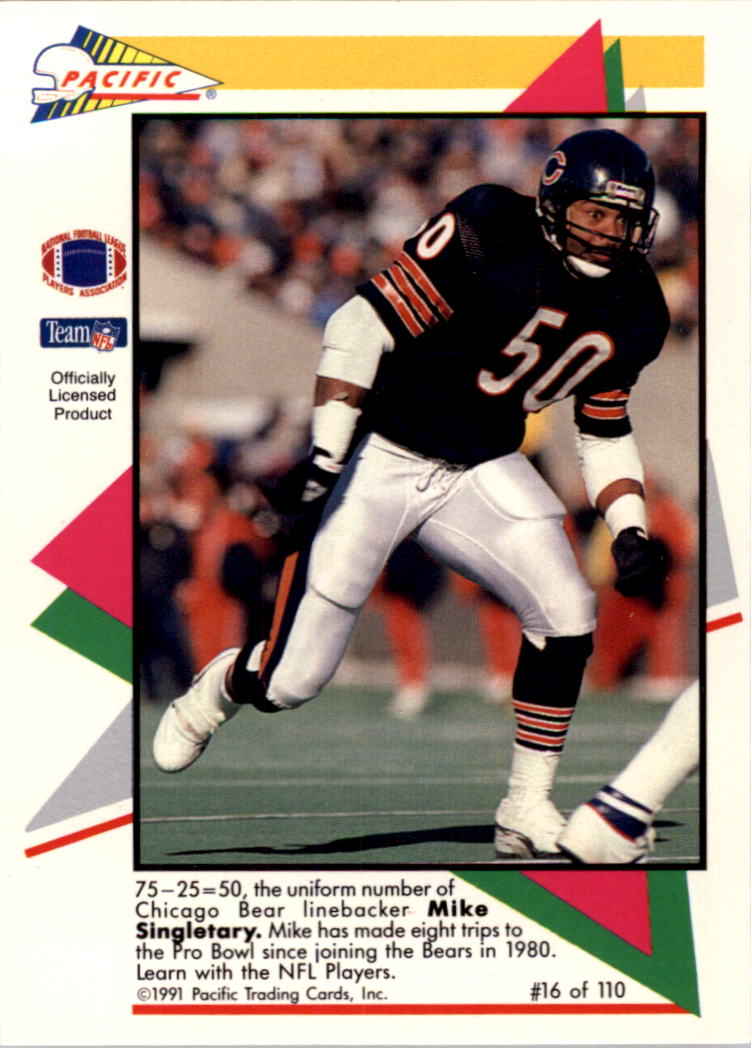 1991 Pacific Flash Cards #16 Mike Singletary UER