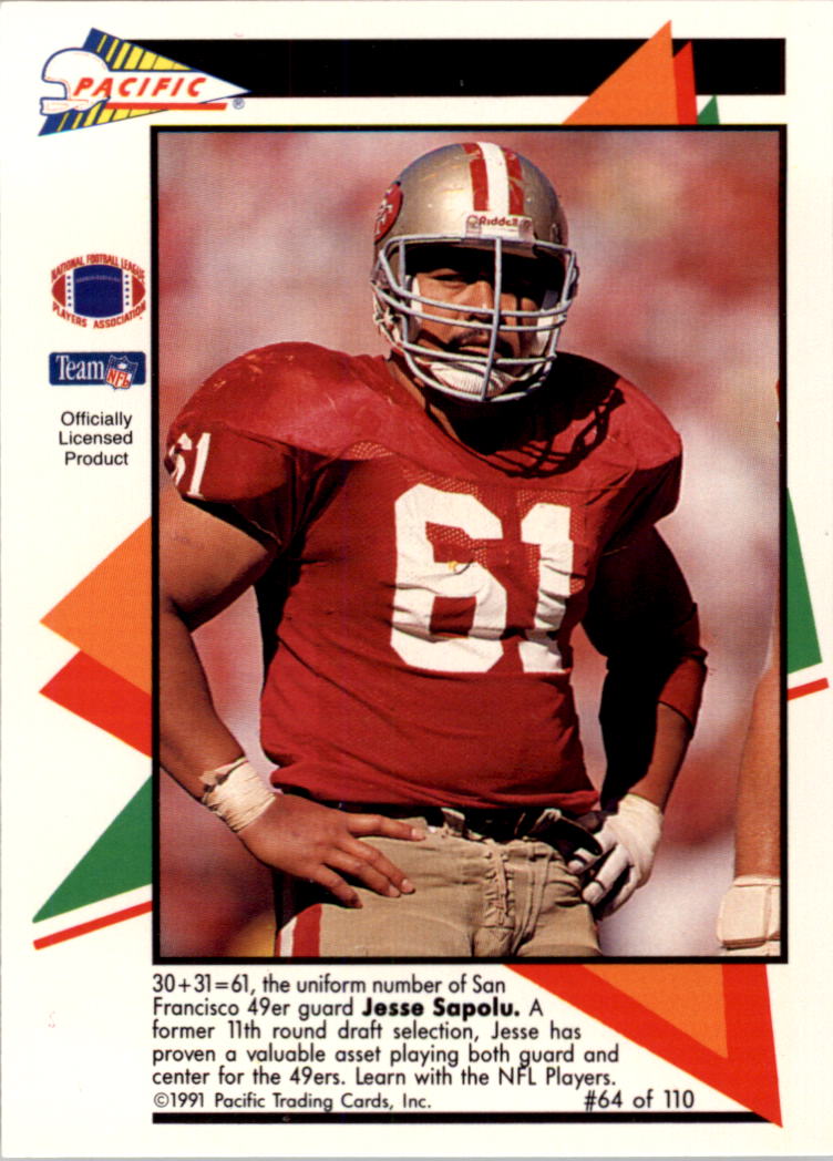 1991 Pacific Flash Cards #64 Jesse Sapolu