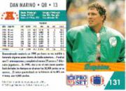 1991 Pro Set Spanish #131 Dan Marino back image