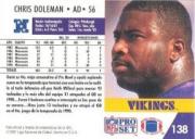 1991 Pro Set Spanish #138 Chris Doleman back image