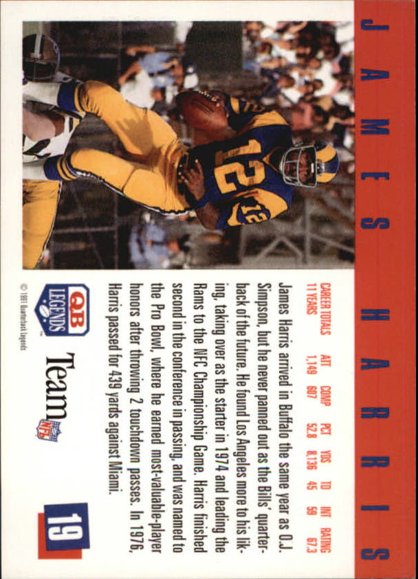 1991 Quarterback Legends #19 James Harris - NM-MT