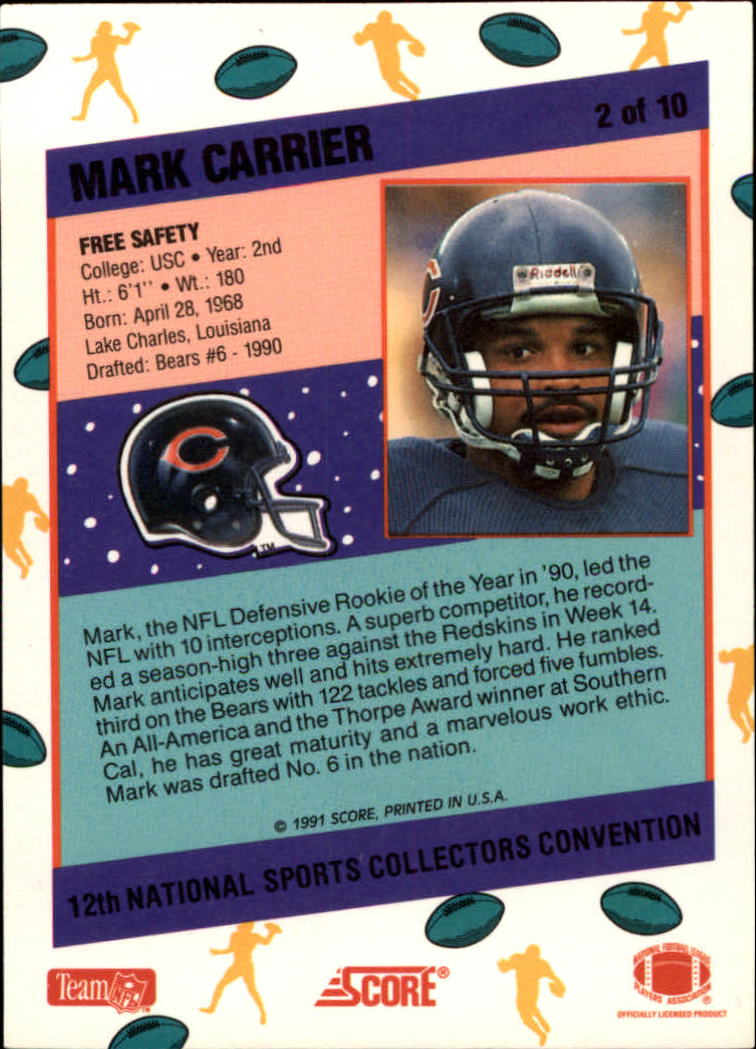 1991 Score National Convention #2 Mark Carrier DB back image