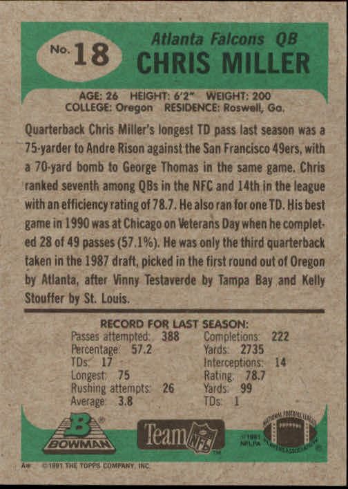 B1341- 1991 Bowman Football Card #s 1-200 +Rookies -You Pick- 15+ FREE US SHIP - Picture 37 of 403
