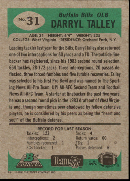 B1341- 1991 Bowman Football Card #s 1-200 +Rookies -You Pick- 15+ FREE US SHIP - Picture 63 of 403