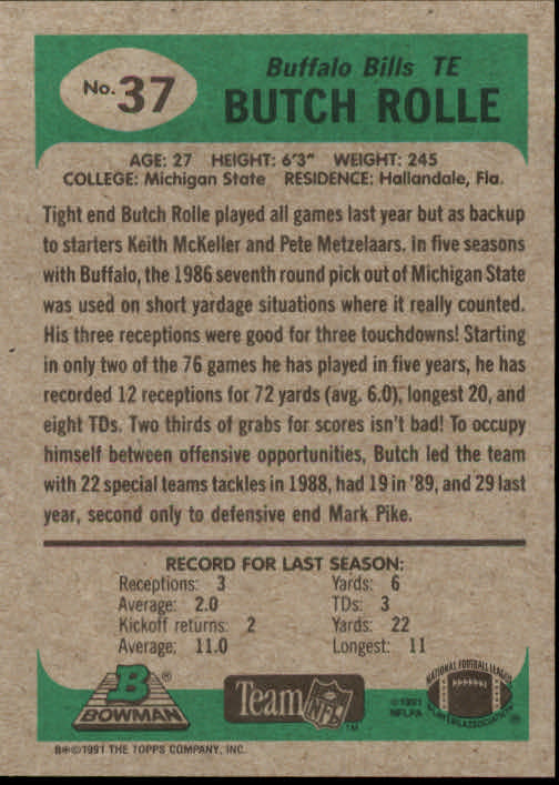B1341- 1991 Bowman Football Card #s 1-200 +Rookies -You Pick- 15+ FREE US SHIP - Picture 75 of 403