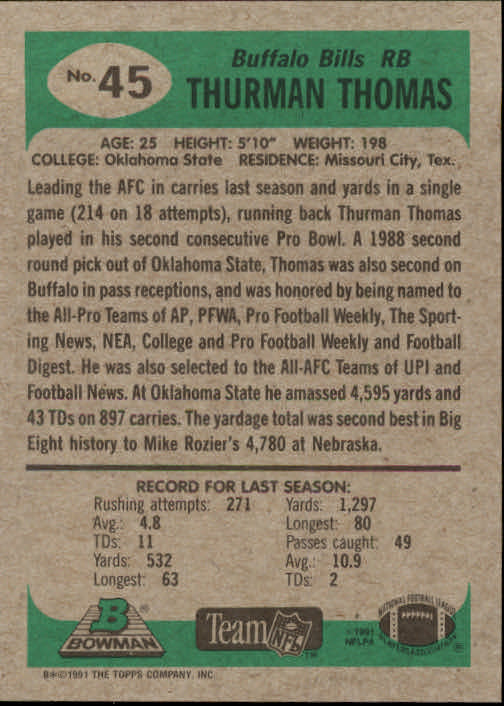 B1341- 1991 Bowman Football Card #s 1-200 +Rookies -You Pick- 15+ FREE US SHIP - Picture 91 of 403