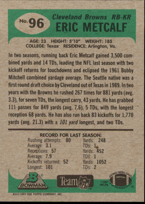 B1341- 1991 Bowman Football Card #s 1-200 +Rookies -You Pick- 15+ FREE US SHIP - Picture 193 of 403