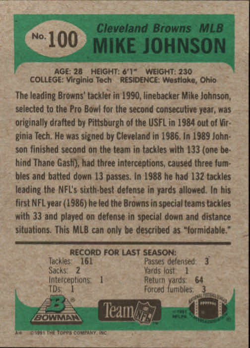 B1341- 1991 Bowman Football Card #s 1-200 +Rookies -You Pick- 15+ FREE US SHIP - Picture 201 of 403