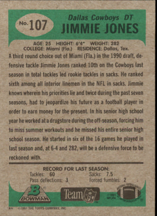 B1341- 1991 Bowman Football Card #s 1-200 +Rookies -You Pick- 15+ FREE US SHIP - Picture 215 of 403