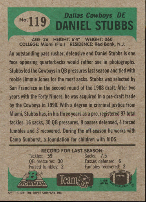 B1341- 1991 Bowman Football Card #s 1-200 +Rookies -You Pick- 15+ FREE US SHIP - Picture 239 of 403