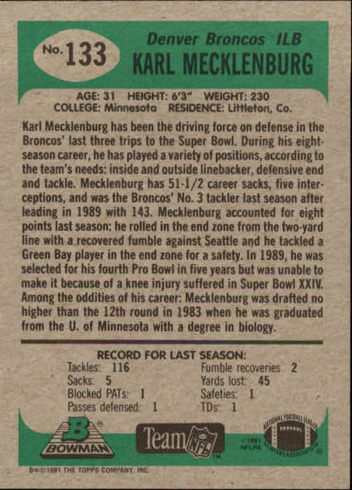 B1341- 1991 Bowman Football Card #s 1-200 +Rookies -You Pick- 15+ FREE US SHIP - Picture 267 of 403