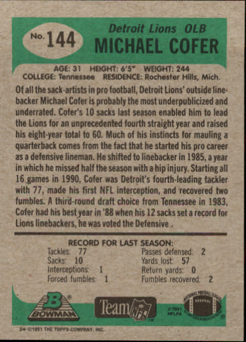 B1341- 1991 Bowman Football Card #s 1-200 +Rookies -You Pick- 15+ FREE US SHIP - Picture 289 of 403