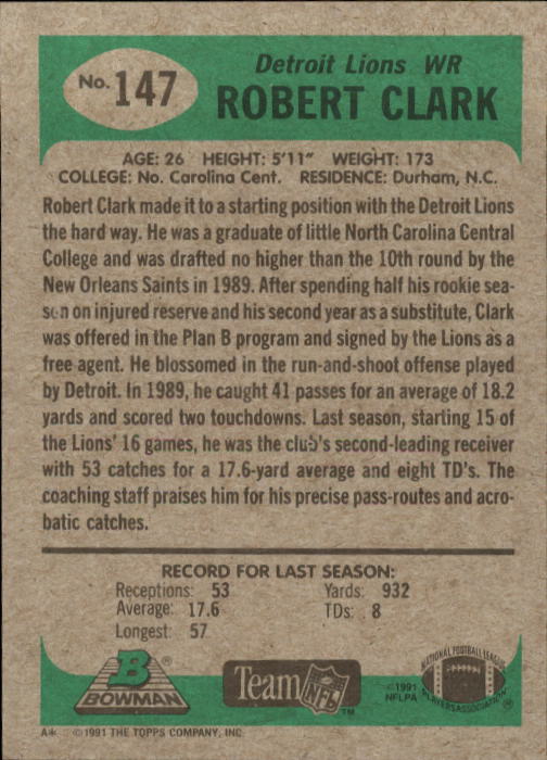 B1341- 1991 Bowman Football Card #s 1-200 +Rookies -You Pick- 15+ FREE US SHIP - Picture 295 of 403